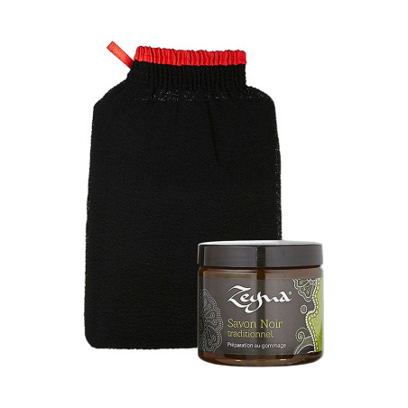 Estuche exfoliante Jabones negros y guantes kessa